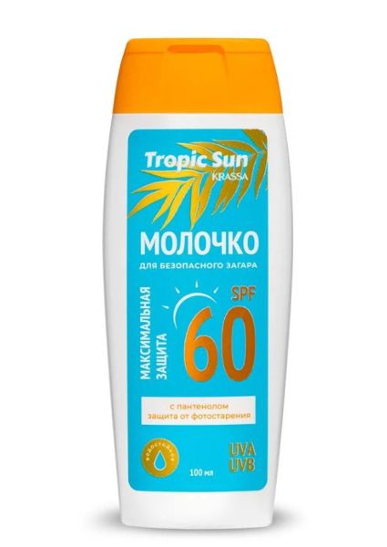 Молочко для безопасного загара SPF-60 Krassa Tropic Sun 100мл фотография