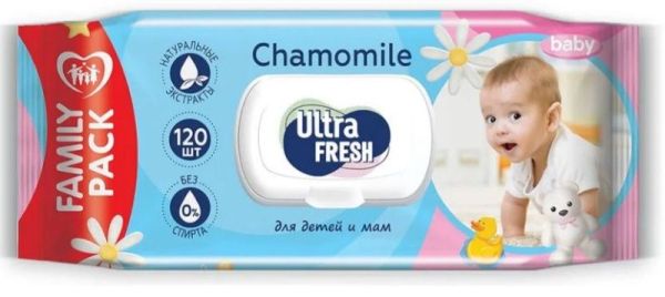 Изображение товара Салфетки влажные Ultra Fresh Baby для детей и мам с клапаном №120 Салфетки влажные Ultra Fresh Baby для детей и мам с клапаном №120 фотография