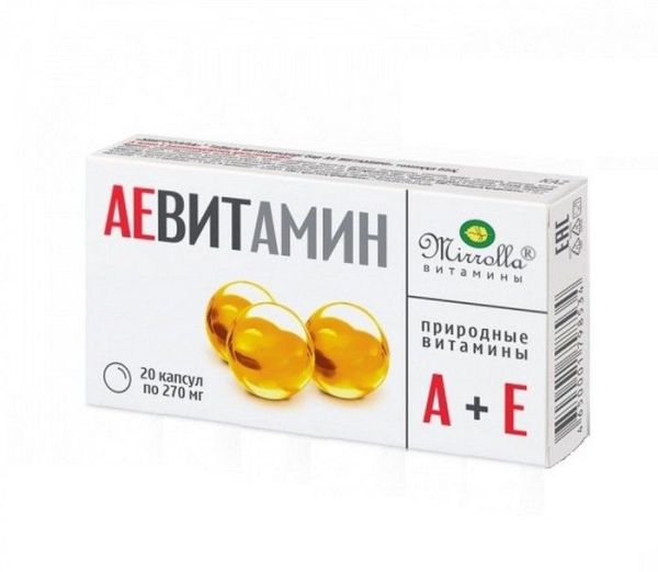 Изображение товара Аевит с природными витаминами Мирролла 20 капсул Аевит с природными витаминами Мирролла 20 капсул фотография